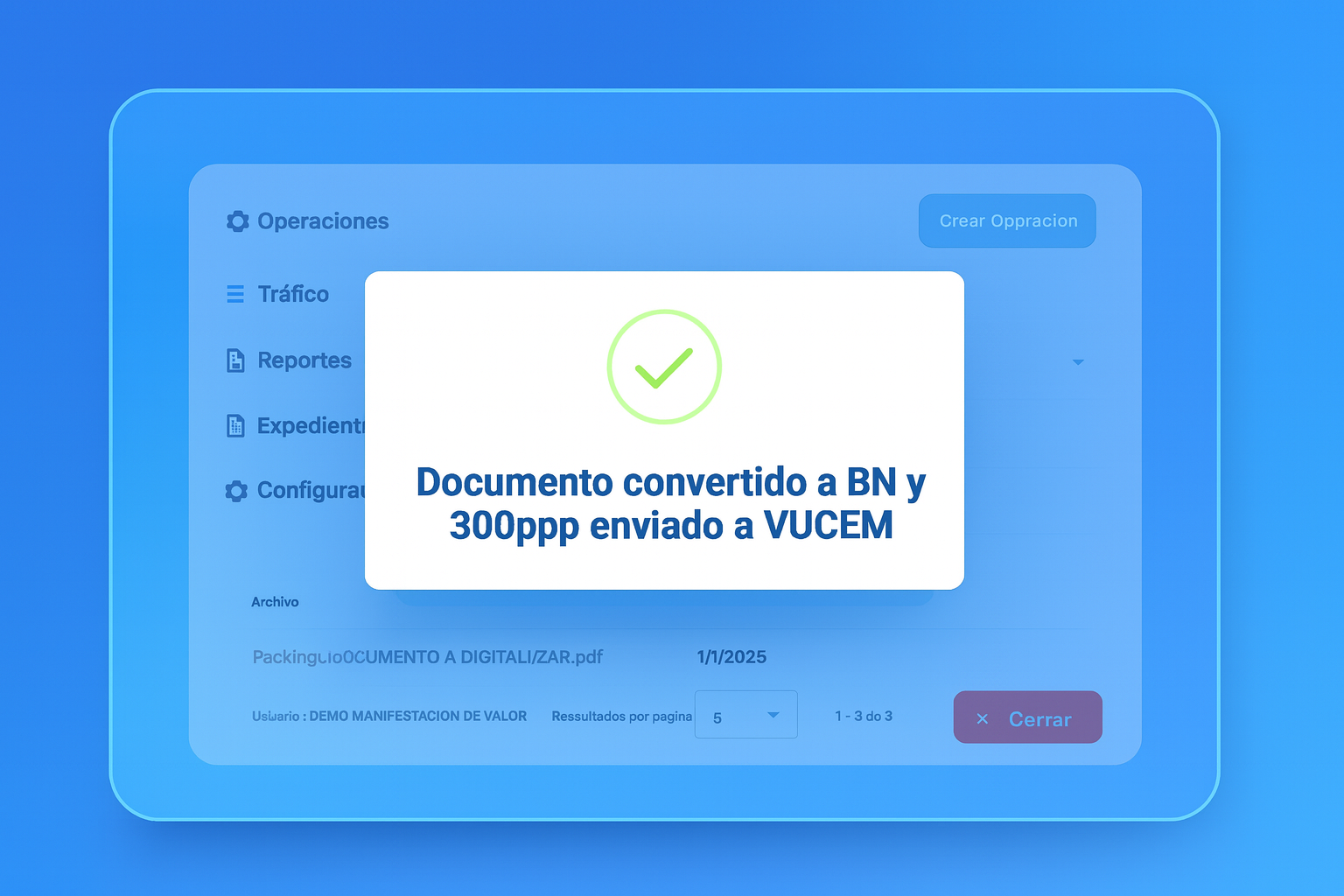 Conversión automática a especificaciones VUCEM